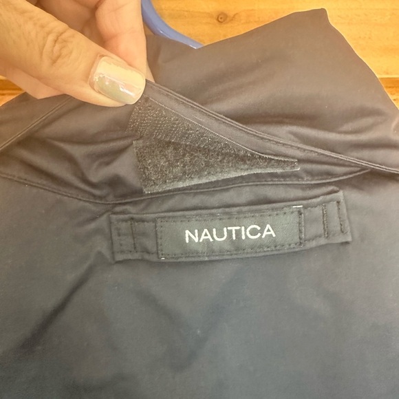 Nautica Windbreaker Weather Resistant Navy w/Yellow Lining & Hidden Hood Size 3X - Picture 9 of 12